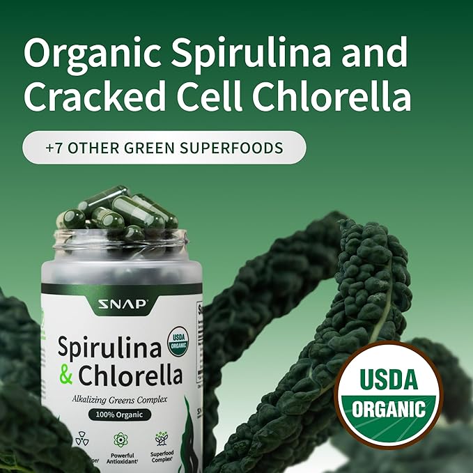 Snap Supplements Liver Health + Organic Spirulina and Chlorella Bundle 60 + 120 Vegetarian Capsules