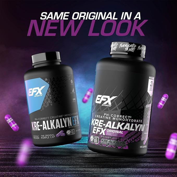 EFX Sports Kre-Alkalyn EFX | pH Correct Creatine Monohydrate Pill Supplement | Strength Muscle Growth &amp Performance | 120 Servings 240 Capsules