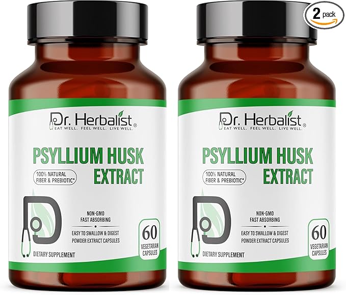 Dr. HERBALIST Extract 450mg 60 Capsules - 10:1 Extract = 4500mg Concentrated and Standardized Plant-Based Supplement for Wellness &amp Balance | Vegan-Friendly Non-GMO (2 Psyllium Husk)