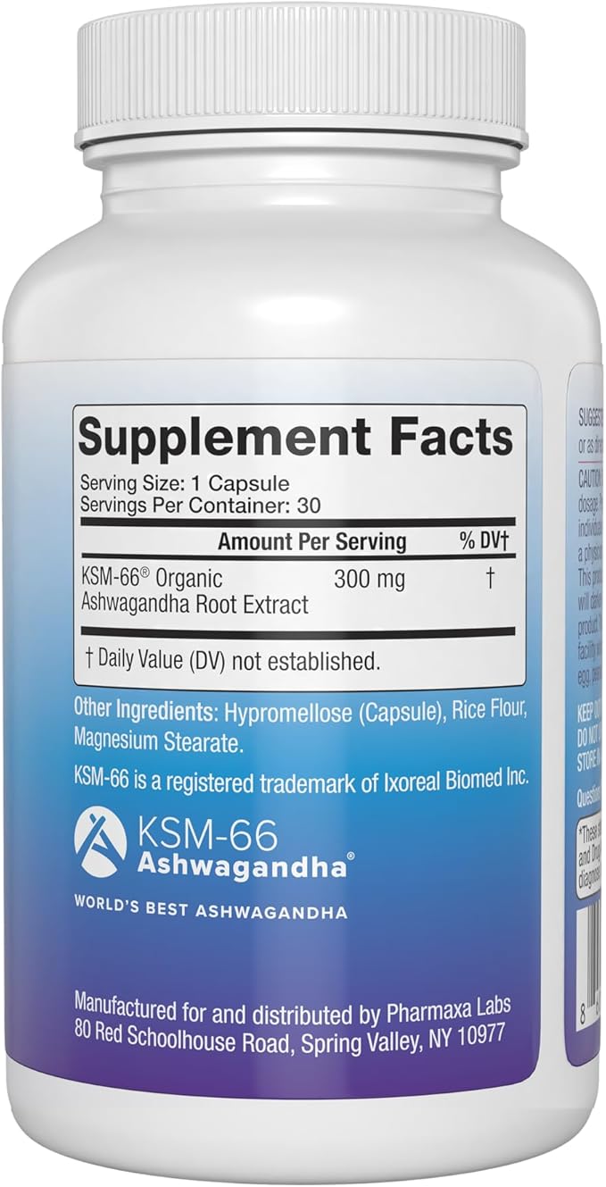by Pharmaxa Labs – Premium KSM‑66® Ashwagandha Supplement – Supports Calm Mood Mental Clarity Steady Energy Stress Relief &amp Immune Support – 30 Capsules / 30 Day Supply