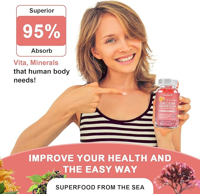 Plan Calcium Gummies with D3Zinc - Plant Complex Calcium Magnesium Supplement with GlycinatePotassiumVitamin C &ampWhole Natural Food for Bone &amp Immune Support- 120 Chewable Gummy Sugar-Free