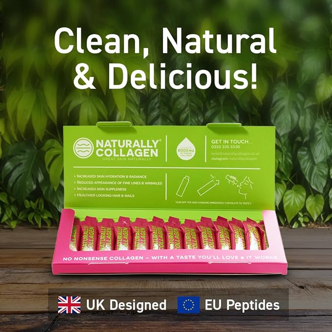 Premium Hydrolyzed Liquid Marine Collagen Supplement - 8000mg of Collagen per Sachet Plus 180mg VIT C - Natural Tropical Fruit Flavour - 14 Sachets per Box