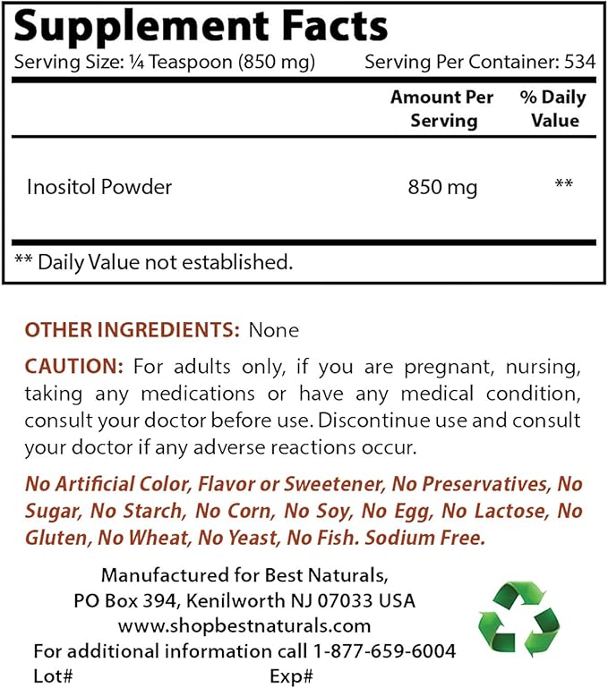 Best Naturals Inositol Powder 1 Lb &amp L-Theanine 200mg