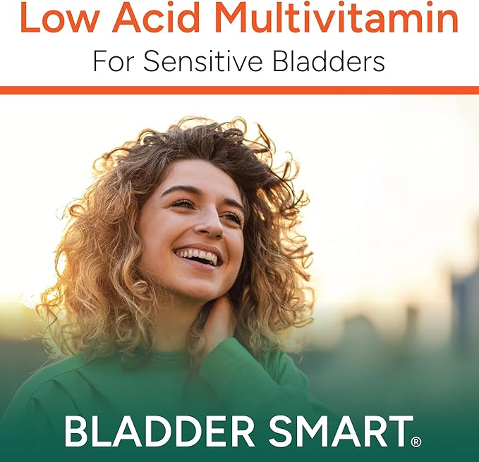 Low-Acid Multivitamin for Sensitive Bladders | 12 Vitamins &amp 9 Minerals | Buffered Vitamin C &amp Burdock Root | USA Manufactured | 60 Capsules