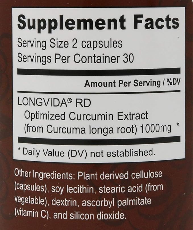 Curcumin Longvida™ by Nutrivene (500 mg 60 Capsules)