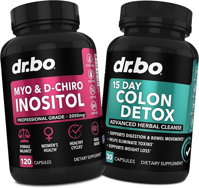 Myo-Inositol &amp D-Chiro Inositol &amp Colon Cleanser Detox - 15 Day Colon Cleanse Detox for Digestion Gut Health - Supplements for Women &amp Support Female Health