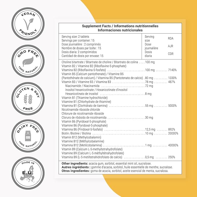 Supersmart - Coenzymated B Formula - Contains All the B Group Vitamins - Five Times More Active | Non-GMO &amp Gluten Free - 30 Tablets