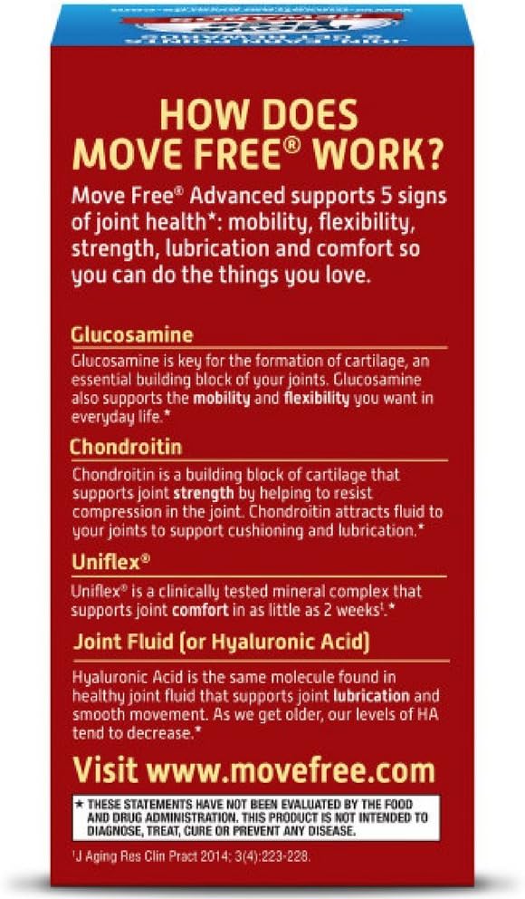 Move Free Advanced 80 tablets - Joint Health Supplement with Glucosamine and Chondroitin (Pack of 5)