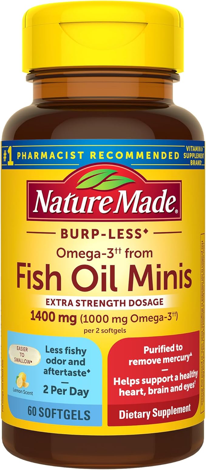 Nature Made Daily 4 Combo Pack Multivitamin for Him and Her Gummies Omega-3 from Fish Oil Softgels Magnesium Glycinate Capsules Probiotic Gummies 4 Bottles