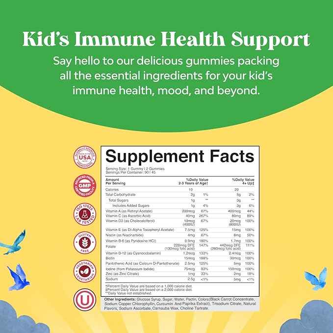 Bundle of Kids Gummies - DHA Fatty Acids Omega 3 6 9 for Brain Immune Strength &amp Vision and Multivitamin for Immune Support with Vitamins A C D3 E B6 &amp B12 Zinc &amp Iodine