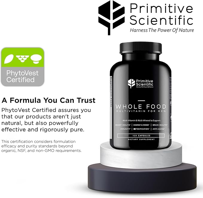 Whole Food Natural Multivitamin and Mineral Capsules for Men - All-Day Energy Inner Zen and Stronger You (120 Capsules)