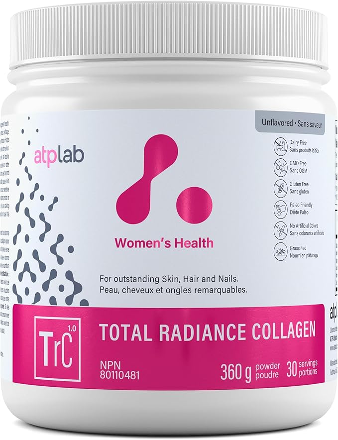 ATP LAB Total Radiance Collagen Powder Unflavoured 360g - Premium Hydrolyzed Collagen Peptides for Women - Vegan-Friendly Collagen Protein Powder Support for Skin Hair &amp Nails