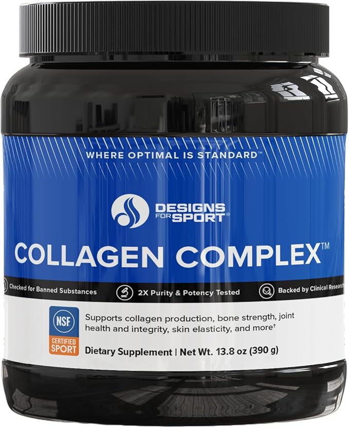 Designs for Sport Collagen Complex - NSF Certified for Sport Collagen Peptides Powder - Collagen for Joints Bone Strength Skin Elasticity (13.8 oz)