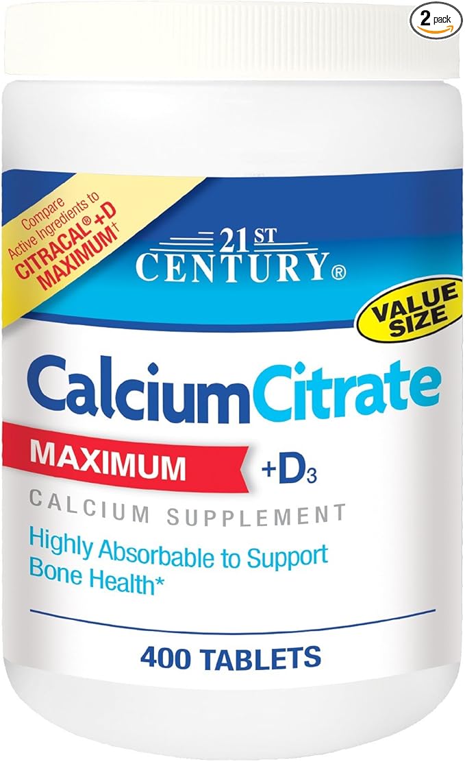 21st Century Calcium Citrate + D Maximum 400 Caplets - 2pc