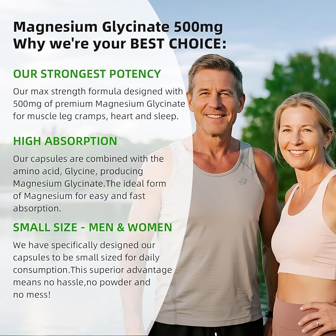 Magnesium Glycinate 500mg Softgels Supplement Small Easy to Swallow Magnesium Gelcaps High Absorption for Night Leg&ampSleep Support Muscle&ampBone Calm Non GMO 120 Gelcaps 60 Day Supply