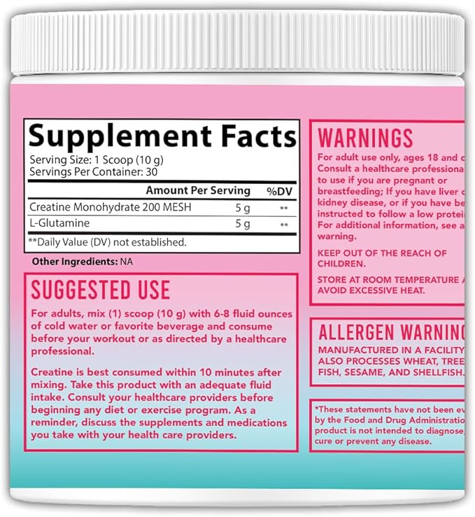 Better Booty Glute Scoop Creatine for Women Creatine + L’Glutamine Amino Acid Perfect Drink Mix Supplement Unflavored (300 Grams 30 Servings)
