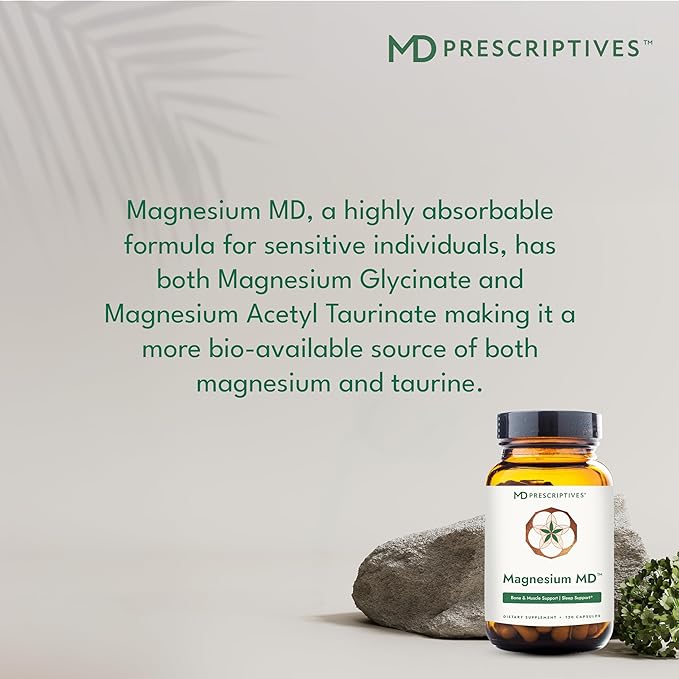 MD Prescriptives - Magnesium MD - Highly Absorbable Dietary Magnesium Supplement with Glycinate &amp Acetyl Taurinate - 120 Capsules