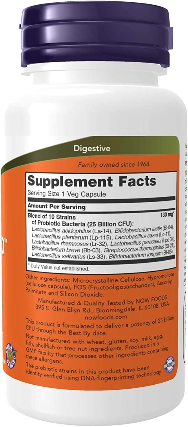 NOW Foods Probiotic-10 25 Billion 100 Count (Pack of 3)