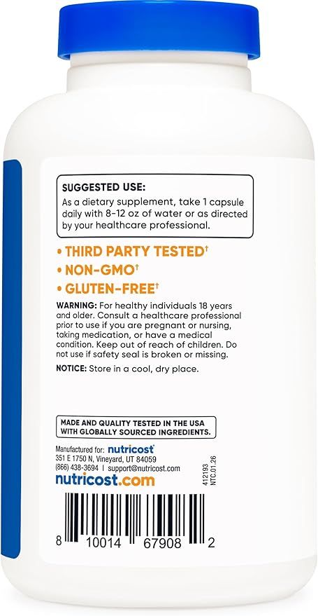 Nutricost Acetyl L-Carnitine 500mg 180 Capsules - Non-GMO and Gluten Free (2 Bottles)
