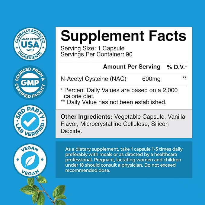 Bundle of High Absorption Magnesium Sleep Supplement - Rest Support Magtein Magnesium L-Threonate &amp Apigenin Theanine and NAC Supplement N-Acetyl Cysteine 600mg- High Absorption NAC 600 mg Capsule