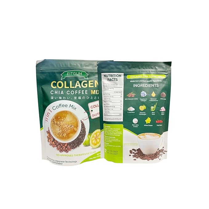 Fit Gum Collagen Chia Coffee - 11 in 1 Coffee Mix (3 Packs)