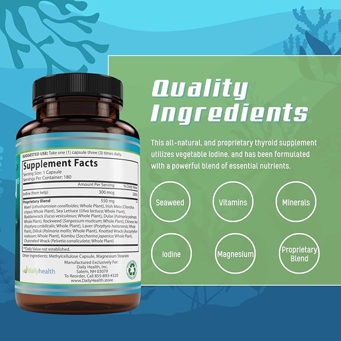 Daily Health - Purify Advanced Intestinal Support and Microbial Cleanse Formulation (60 Capsules) &amp Seatrition Immune Thyroid Support Wholefood Nutrition Seaweed Plants Vegan Friendly (90 Capsules