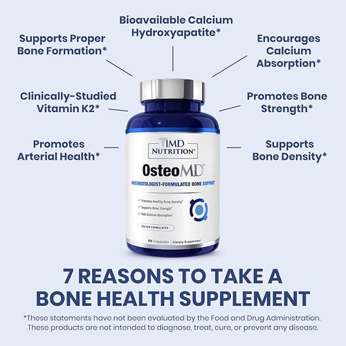 1MD Nutrition OsteoMD for Comprehensive Support - Supplement for Women and Men - Promote Density w/Vitamin D - Hydroxyapatite w/Vitamin D3 &amp K2-90 Capsules