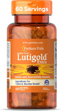 Puritan's Pride Premium Healthy Eyes Lutigold™ Extra Lutein with Meso-Zeaxanthin and Zeaxanthin for Men and Women Vision Health Support 2 Month Supply 60 Easy-to-Swallow Rapid Release Softgels
