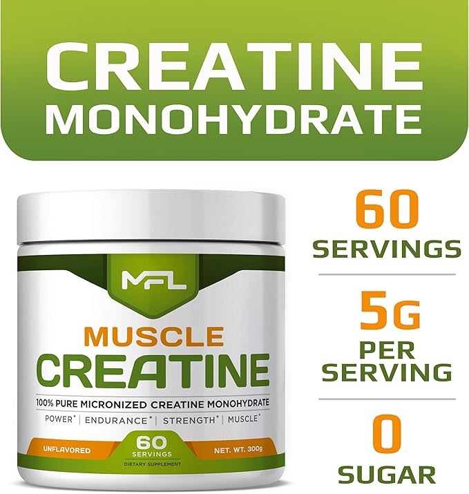 MFL Micronized Creatine Monohydrate | 5 Grams per serv | | 100% Pure Creatine | Non-GMO | 60 Servings