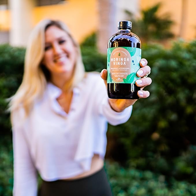 Organic Spearmint &amp Rosemary Moringa Infusion – Daily Herbal Tonic with Apple Cider Vinegar Honey | Supports Mental Clarity &amp Circulation | Non-GMO 16 oz