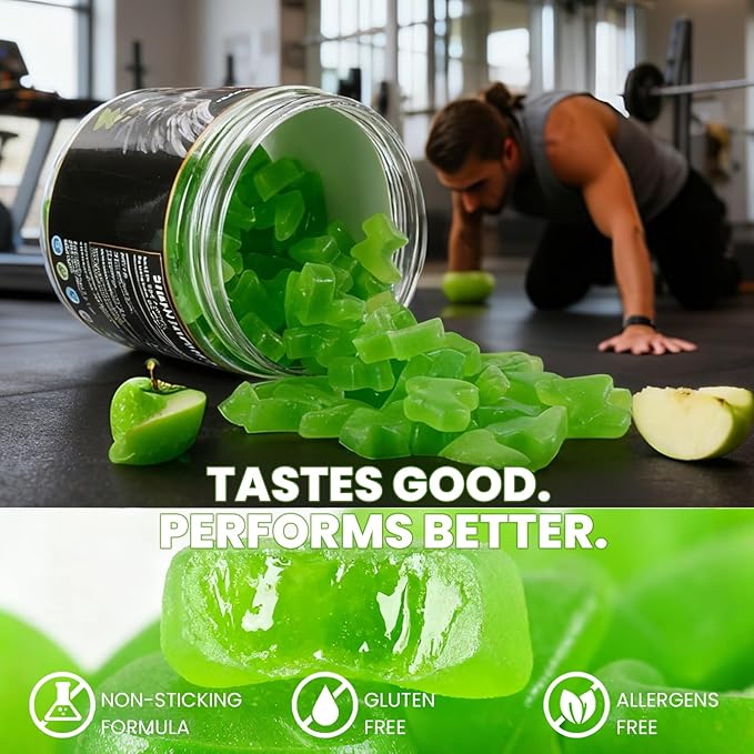 Ascend Creatine Monohydrate Gummies 5000mg Green Apple Flavor 30 Servings