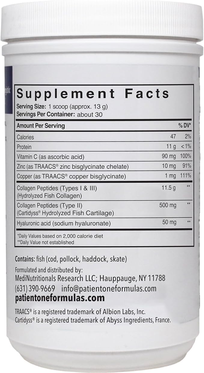 Patient One Marine Collagen | Powder Supplement to Provide Whole-Body Support* | with Types 1 2 and 3 Collagen Plus Collagen Cofactors | 13.75 oz