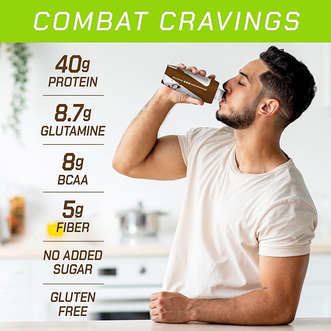 MusclePharm Combat Ready High Protein Shakes Ready to Drink 40g Protein 8g BCAAs 8.7g Glutamine 5g Fiber No Added Sugar Gluten Free Vanilla Ice Cream 17 Fl Oz (Pack of 12)