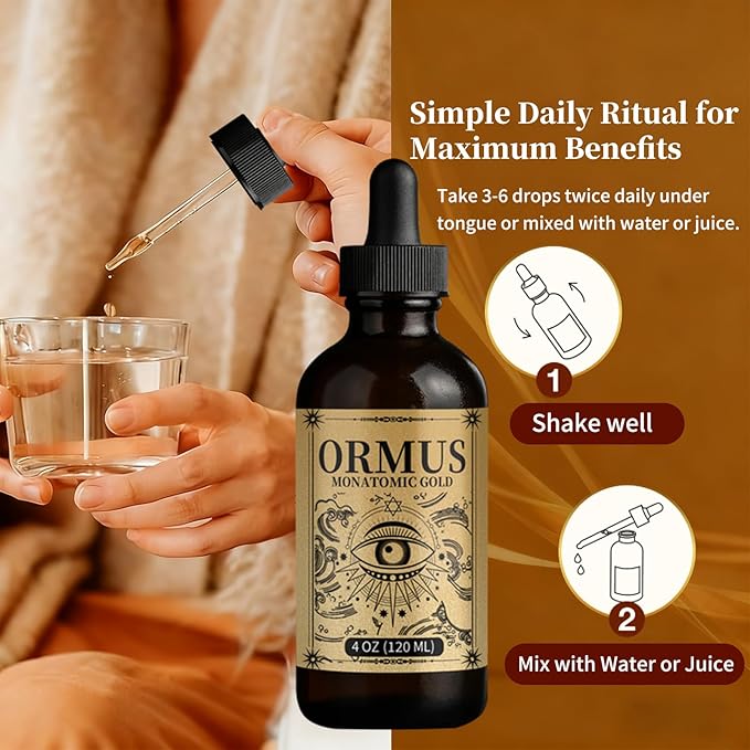 ORMUS Gold Oil PINEAL Gland - Liquid Gold Organic Enhance Cellular Health Increased Energy &amp Vital Force Cleanse Your pineal Gland | 4oz