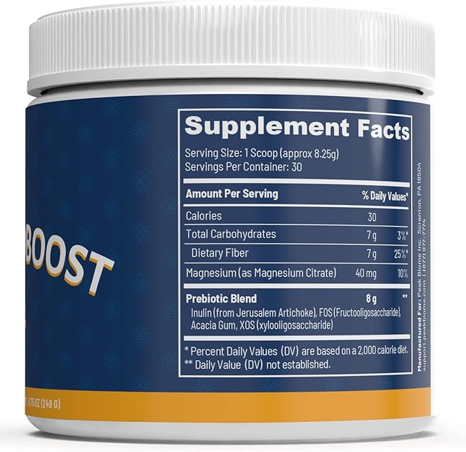 Peak BioBoost Prebiotic Fiber Supplement for Colon Cleanse - Flavorless Digestive Nutritional Supplements - Easy to Dissolve - No Gluten Soy or Dairy - 3-Month Supply - 90 Servings