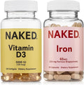 Naked Iron 65mg (60 Capsules) &amp Vitamin D3 5000 IU (200 Softgels) – Complete Energy Immunity &amp Bone Health Bundle Non-GMO &amp Gluten-Free