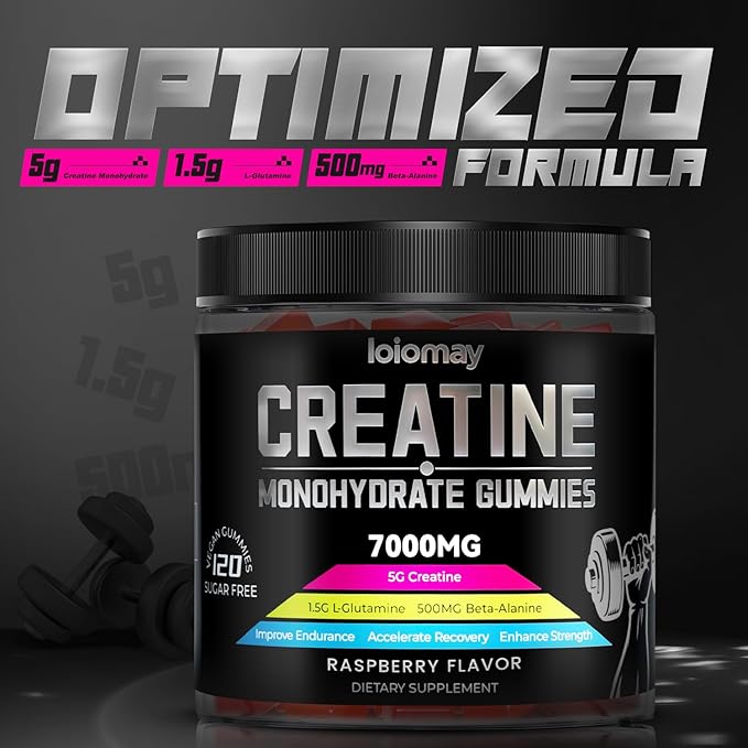 Creatine Monohydrate Gummies Creatine Complex for Men &amp Women for Improve Endurance Strength &amp Recovery with L-Glutamine Beta-Alanine Vitamin B12 Sugar-Free Vegan No Bloating GMP-certi
