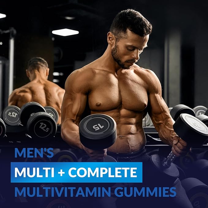 Mens Multivitamins Gummies Omega 3 CoQ10 Turmeric Lycopene Digestive Enzymes Daily Mens Vitamins A C D E B6 B12 Methylated Multivitamin for Men - Energy Immunity Sugar Free Vegan