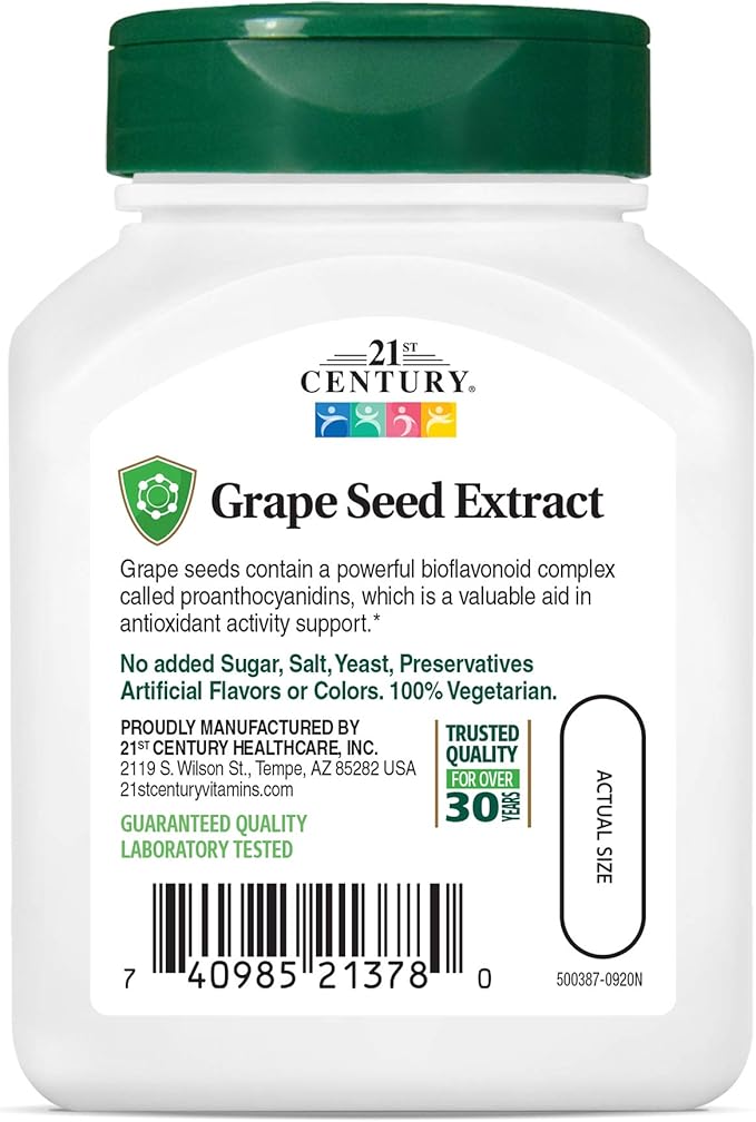 21st Century Grape Seed Extract Veg Capsules 60 Count (21378) (Pack of 4)