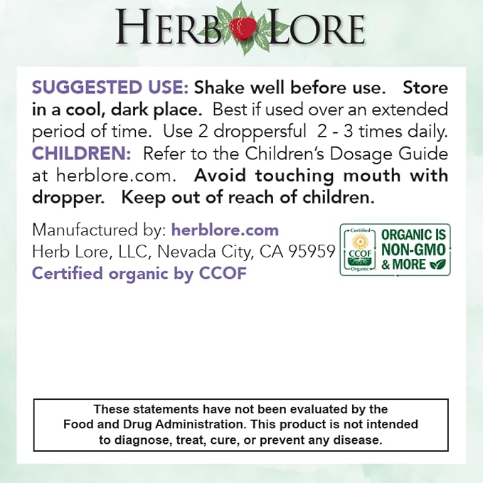 Herb Lore Organic Iron Tonic Tincture – Liquid Iron Drops for Women and Men – Non Constipating Easy on Stomach Plant Based Vegan &amp Alcohol Based (2 fl oz)