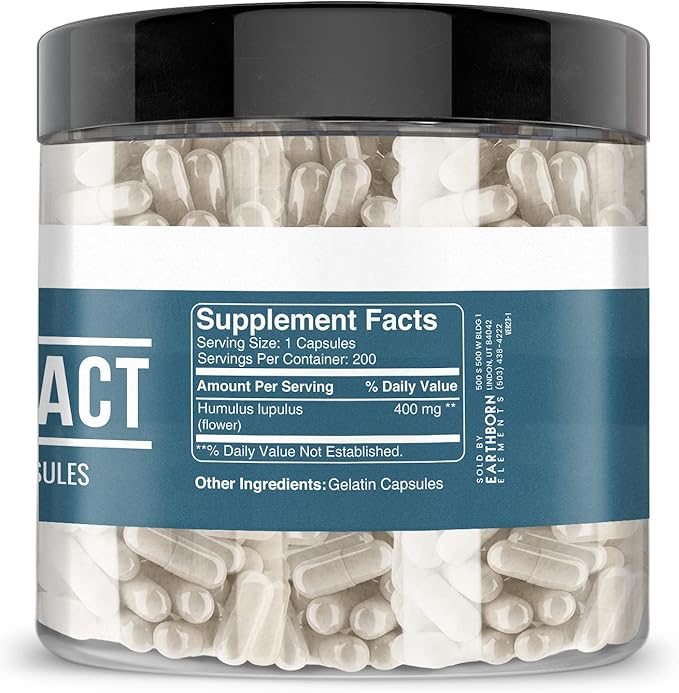 Earthborn Elements Magnesium Oxide and Hops Bundle 200 Capsules Each Pure &amp Undiluted No Additives