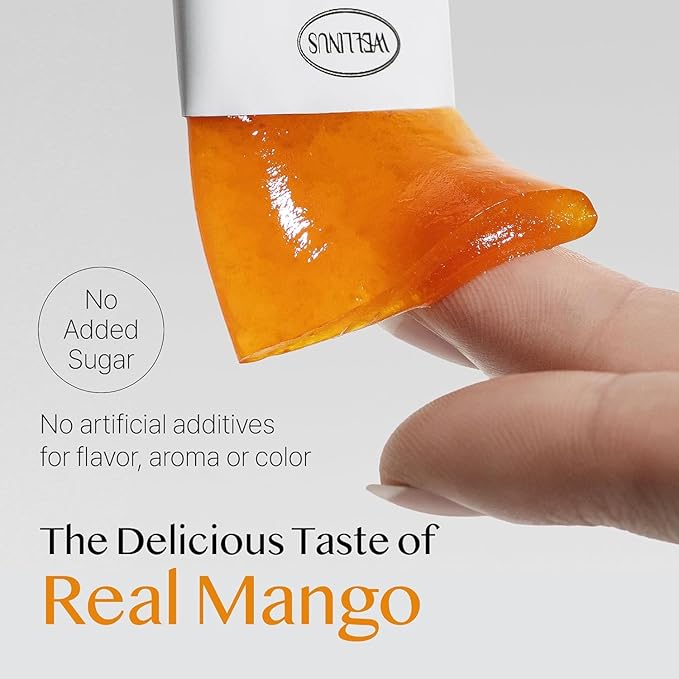 WELLINUS Korean Collagen Jelly Sticks - 25 Mango Flavored Marine Collagen Peptide Snacks for Anti-Aging- Collagen Protein Sugar-Free Travel Packs for Hair &amp Nail Strength