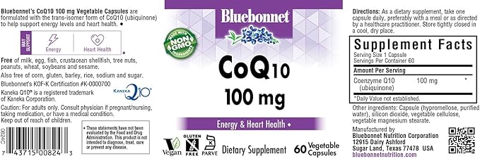 BlueBonnet Nutrition COQ10 100 mg Vegetable Capsules