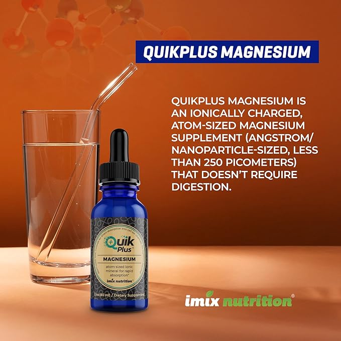 QuikPlus Liquid Mineral Supplement for Adults – Vegan Gluten-Free All Natural Highly Bioavailable – 2 oz Bottle (Magnesium)