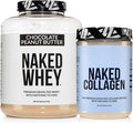NAKED Whey Chocolate Peanut Butter Protein Powder (52 Servings) + Collagen Peptides Protein Powder 20oz (60 Servings) – Grass-Fed Non-GMO Gluten Free