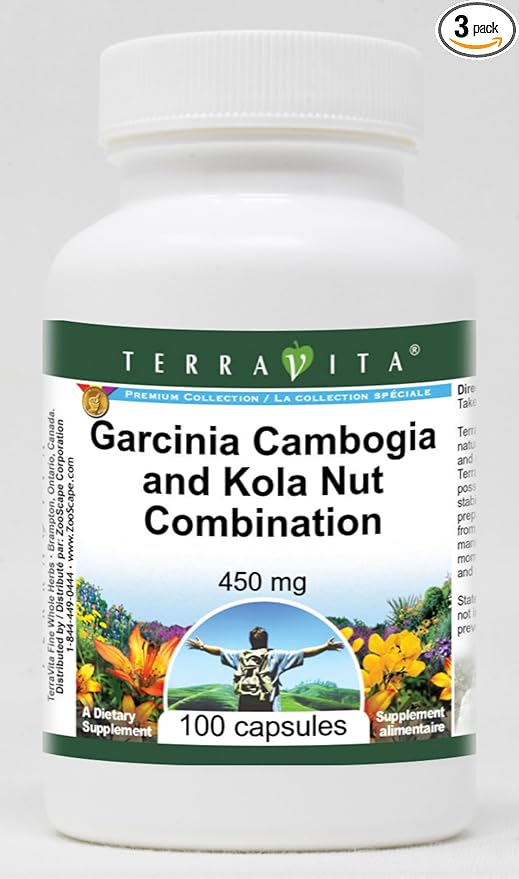Garcinia Cambogia and Kola Nut Combination - 450 mg (100 Capsules ZIN: 516377) - 3 Pack