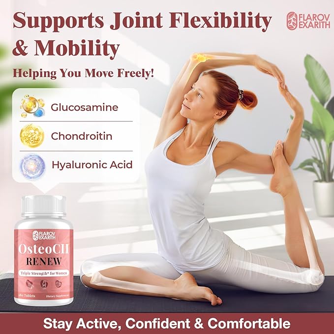 Joint Supplements for Women OsteoCII Renew Triple Strength – Advanced Joint Bone &amp Skin Formula – Collagen Glucosamine Chondroitin Calcium MK-7 Vitamin D3 Hyaluronic Acid 360 Tablets