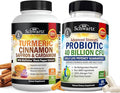 Turmeric Supplement with Saffron Cinnamon and Cardamom (1 Month Supply) Plus 40 Billion CFU Daily Probiotic Supplement (1 Month Supply)
