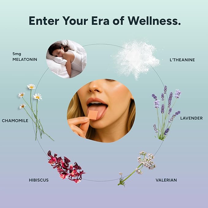Dissolvable Sleep Strips – Fast-Acting Melatonin 5mg with L-Theanine Lavender Chamomile Hibiscus &amp Valerian – Natural Cranberry Flavor – 90 Strips