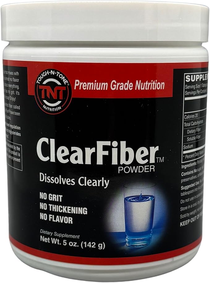 TOUGH-N-TONE ClearFiber Powder – Soluble Fiber with SunFiber® PHGG – Tasteless Odorless Non-Thickening – Supports Digestive &amp Heart Health – Prebiotic
